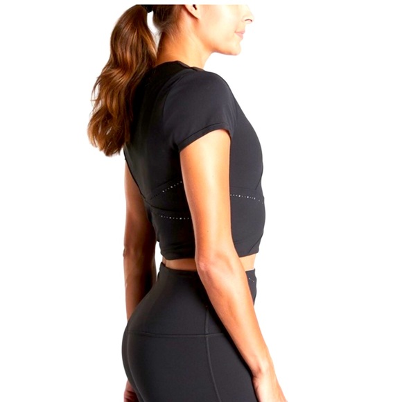 Athleta | It’s A Wrap Tee Black Crop Top XL - Picture 2 of 8